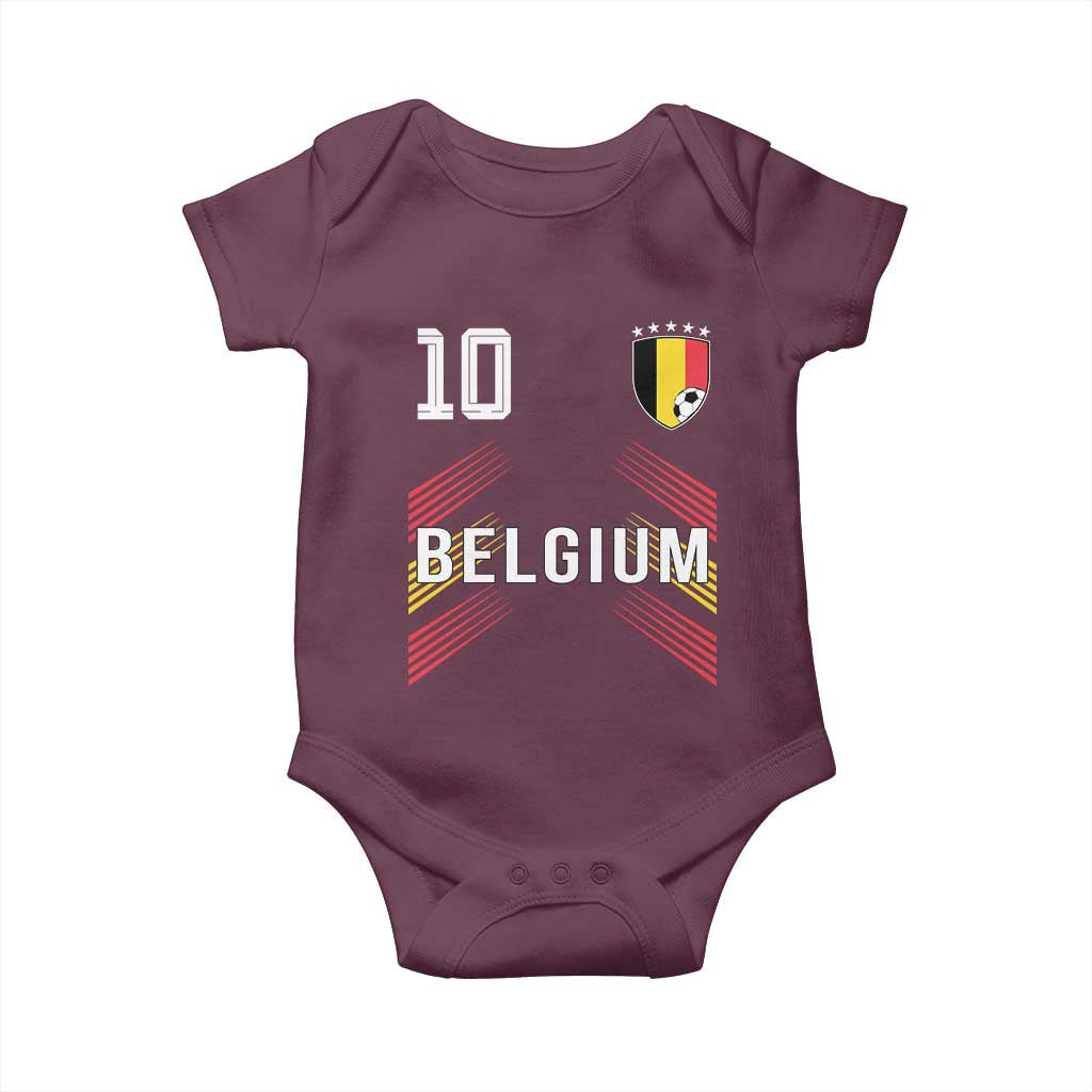Belgium Soccer Sports Graphic Number 10 Jersey Style Baby Onesie Proud Belgian Football Fans Game Day Pride TS02 Maroon Print Your Wear