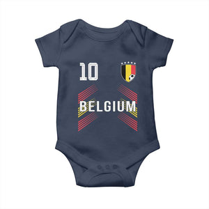 Belgium Soccer Sports Graphic Number 10 Jersey Style Baby Onesie Proud Belgian Football Fans Game Day Pride TS02 Navy Print Your Wear