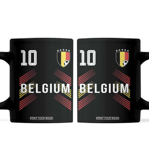 Belgium Soccer Sports Graphic Number 10 Jersey Style Coffee Mug Proud Belgian Football Fans Game Day Pride TS02 Black Print Your Wear