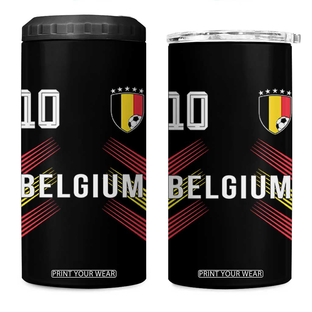 Belgium Soccer Sports Graphic Number 10 Jersey Style 4 in 1 Can Cooler Tumbler Proud Belgian Football Fans Game Day Pride TS02 One Size: 16 oz Black Print Your Wear