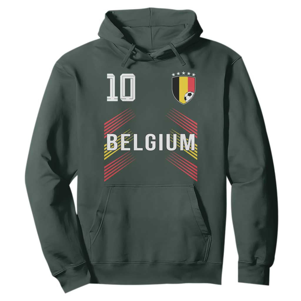Belgium Soccer Sports Graphic Number 10 Jersey Style Hoodie Proud Belgian Football Fans Game Day Pride TS02 Dark Forest Green Print Your Wear