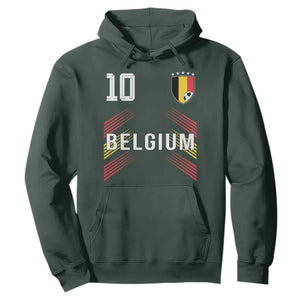 Belgium Soccer Sports Graphic Number 10 Jersey Style Hoodie Proud Belgian Football Fans Game Day Pride TS02 Dark Forest Green Print Your Wear