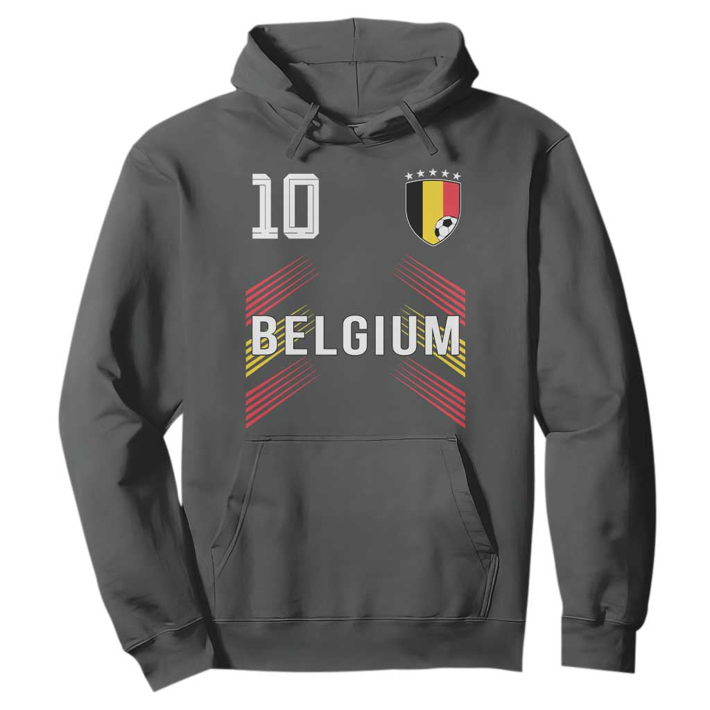 Belgium Soccer Sports Graphic Number 10 Jersey Style Hoodie Proud Belgian Football Fans Game Day Pride TS02 Dark Heather Print Your Wear