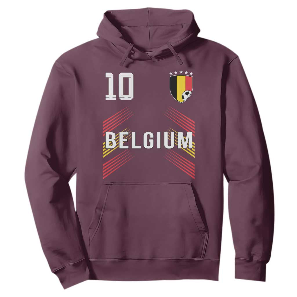 Belgium Soccer Sports Graphic Number 10 Jersey Style Hoodie Proud Belgian Football Fans Game Day Pride TS02 Maroon Print Your Wear