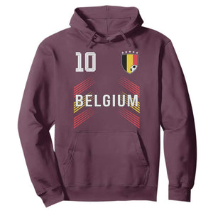 Belgium Soccer Sports Graphic Number 10 Jersey Style Hoodie Proud Belgian Football Fans Game Day Pride TS02 Maroon Print Your Wear