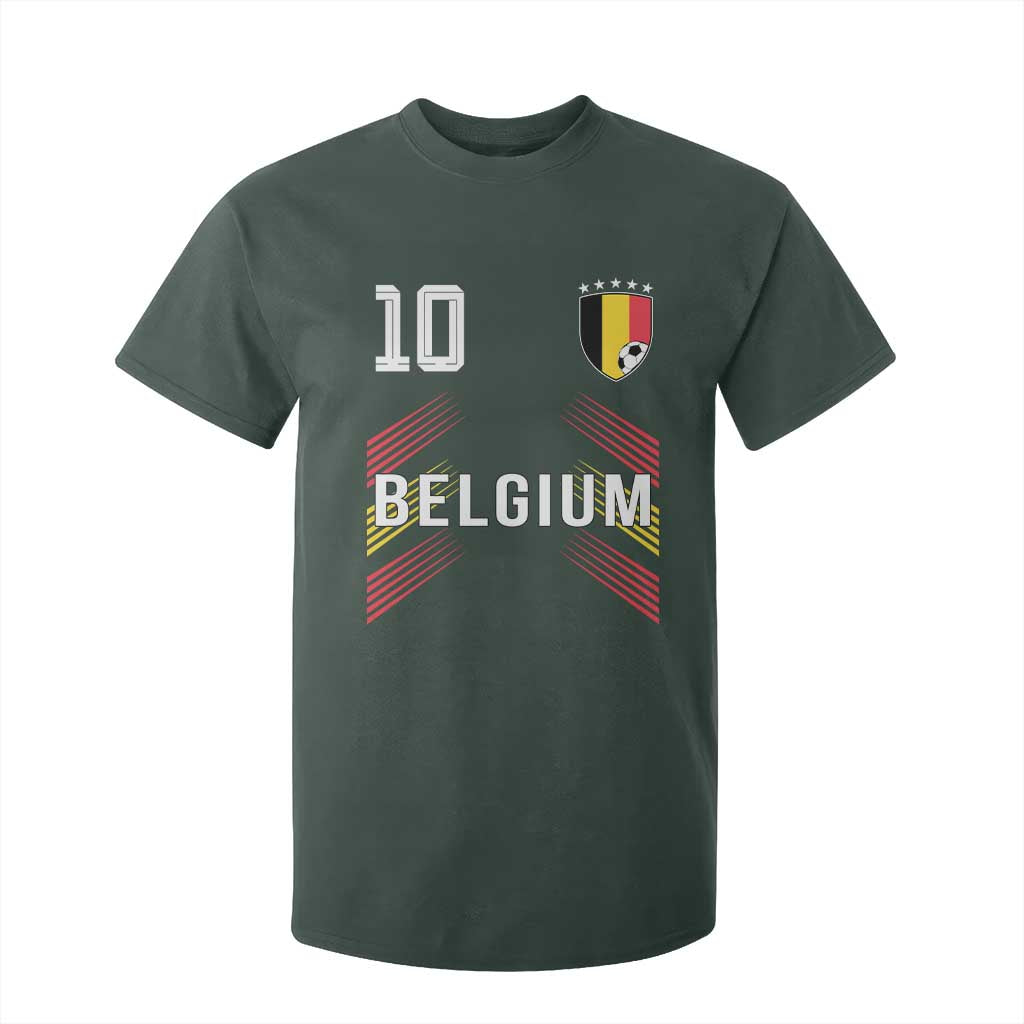 Belgium Soccer Sports Graphic Number 10 Jersey Style T Shirt For Kid Proud Belgian Football Fans Game Day Pride TS02 Dark Forest Green Print Your Wear