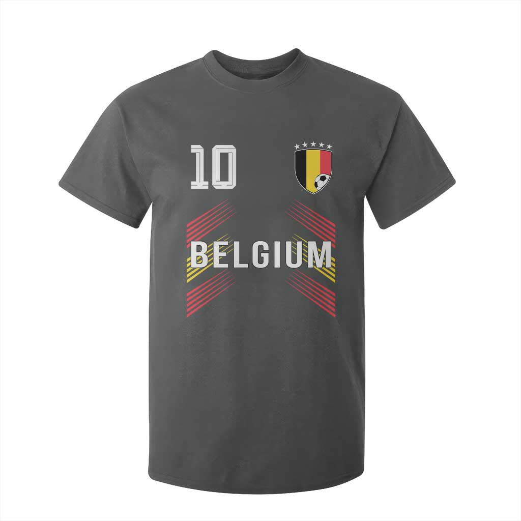 Belgium Soccer Sports Graphic Number 10 Jersey Style T Shirt For Kid Proud Belgian Football Fans Game Day Pride TS02 Dark Heather Print Your Wear