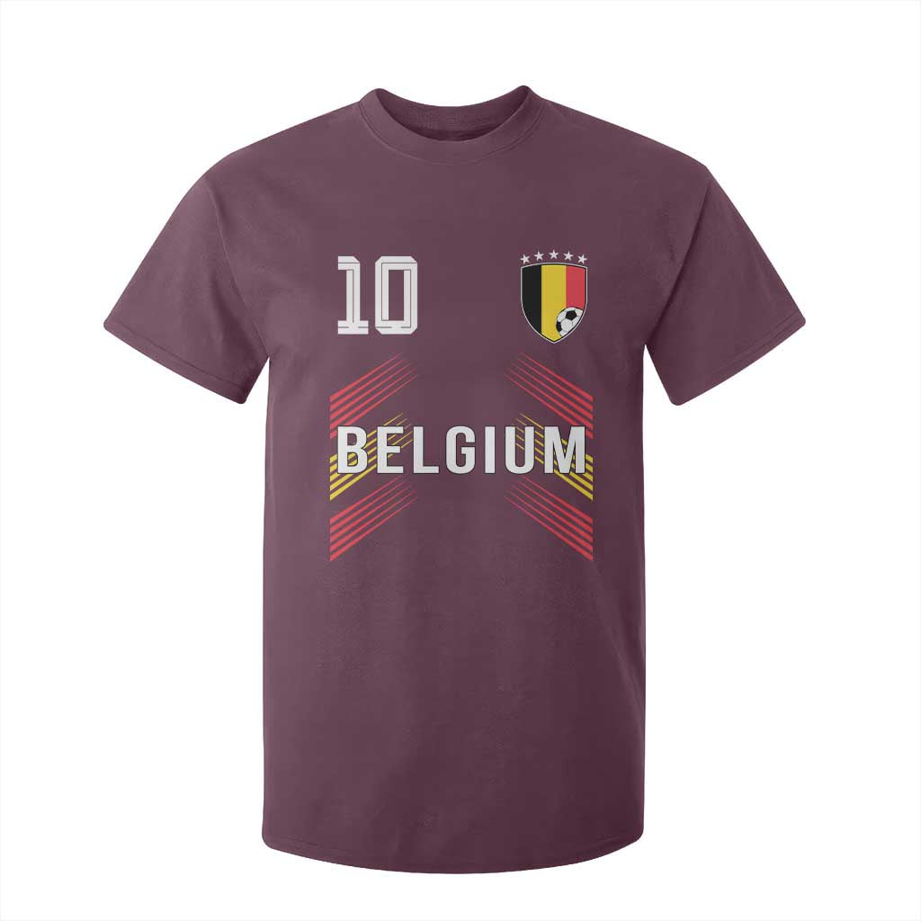 Belgium Soccer Sports Graphic Number 10 Jersey Style T Shirt For Kid Proud Belgian Football Fans Game Day Pride TS02 Maroon Print Your Wear