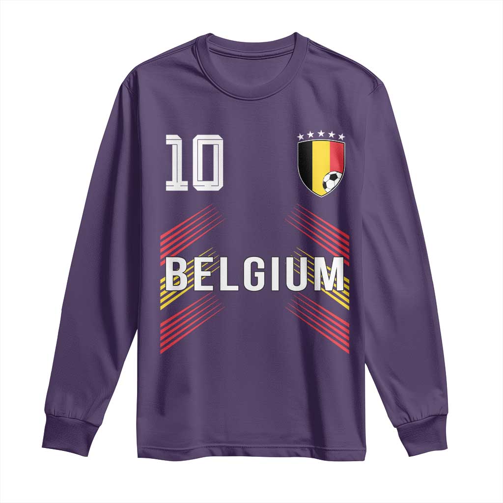 Belgium Soccer Sports Graphic Number 10 Jersey Style Long Sleeve Shirt Proud Belgian Football Fans Game Day Pride TS02 Purple Print Your Wear