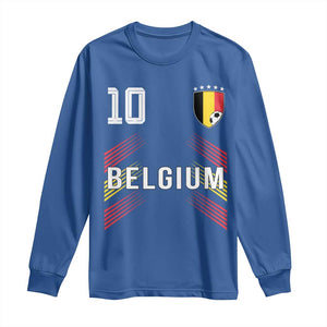 Belgium Soccer Sports Graphic Number 10 Jersey Style Long Sleeve Shirt Proud Belgian Football Fans Game Day Pride TS02 Royal Blue Print Your Wear