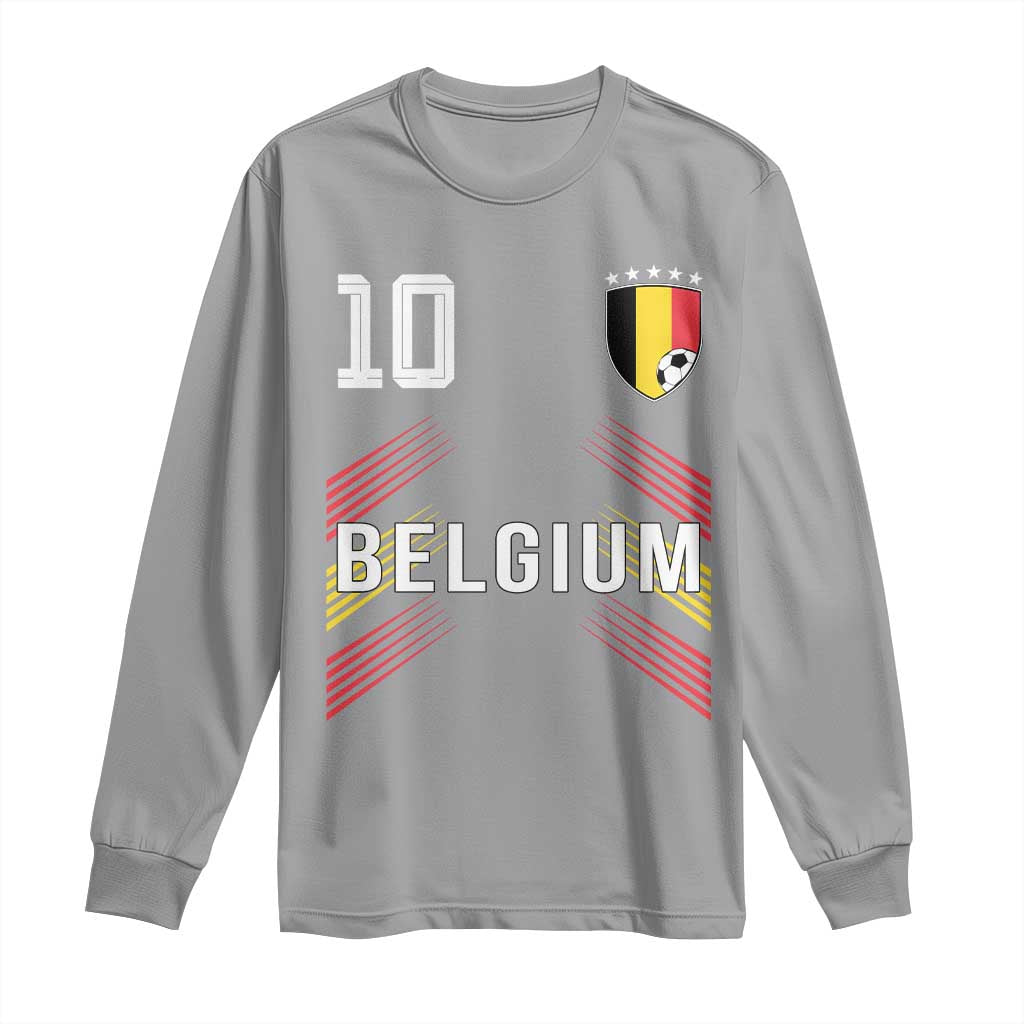 Belgium Soccer Sports Graphic Number 10 Jersey Style Long Sleeve Shirt Proud Belgian Football Fans Game Day Pride TS02 Sport Gray Print Your Wear