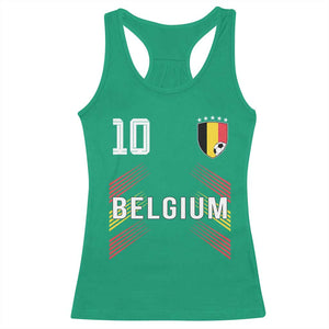 Belgium Soccer Sports Graphic Number 10 Jersey Style Racerback Tank Top Proud Belgian Football Fans Game Day Pride TS02 Irish Green Print Your Wear