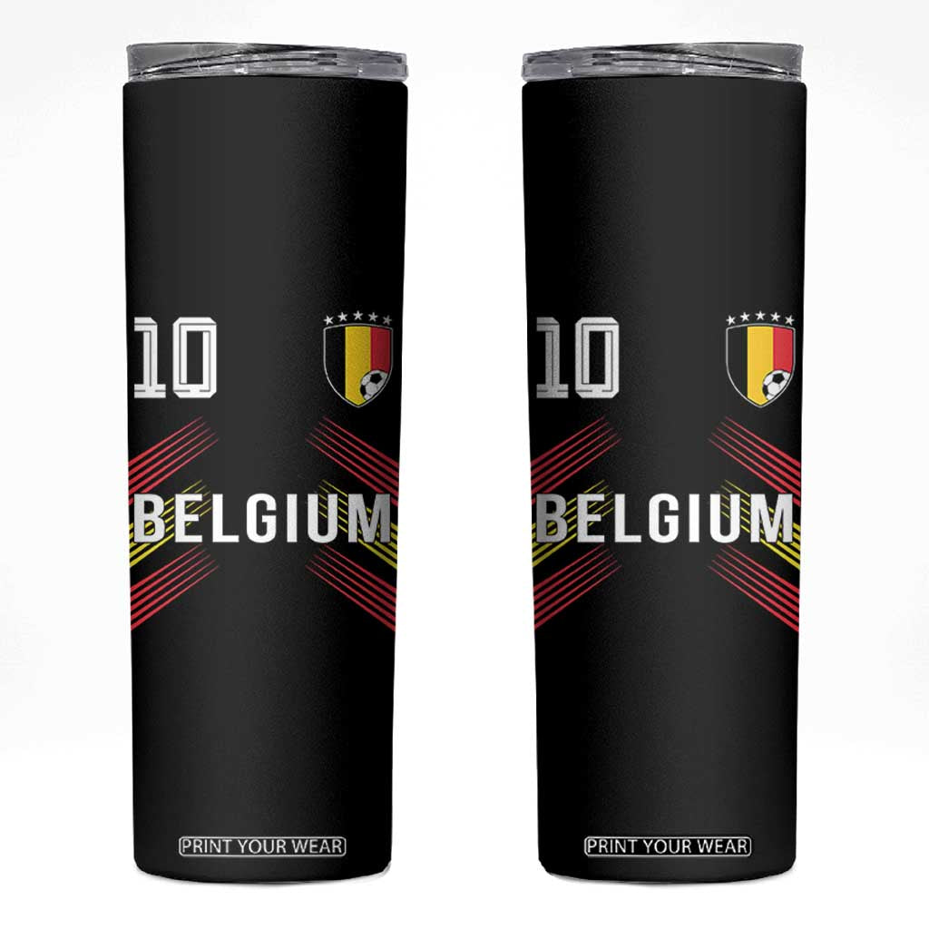 Belgium Soccer Sports Graphic Number 10 Jersey Style Skinny Tumbler Proud Belgian Football Fans Game Day Pride TS02 Black Print Your Wear