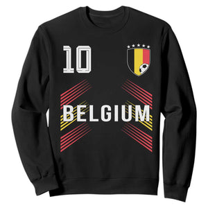 Belgium Soccer Sports Graphic Number 10 Jersey Style Sweatshirt Proud Belgian Football Fans Game Day Pride TS02 Black Print Your Wear