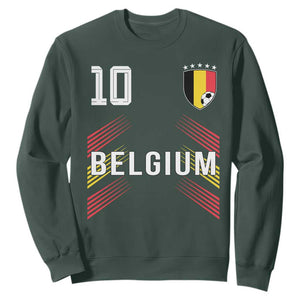 Belgium Soccer Sports Graphic Number 10 Jersey Style Sweatshirt Proud Belgian Football Fans Game Day Pride TS02 Dark Forest Green Print Your Wear