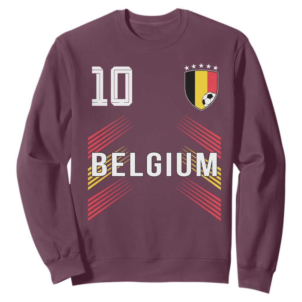 Belgium Soccer Sports Graphic Number 10 Jersey Style Sweatshirt Proud Belgian Football Fans Game Day Pride TS02 Maroon Print Your Wear