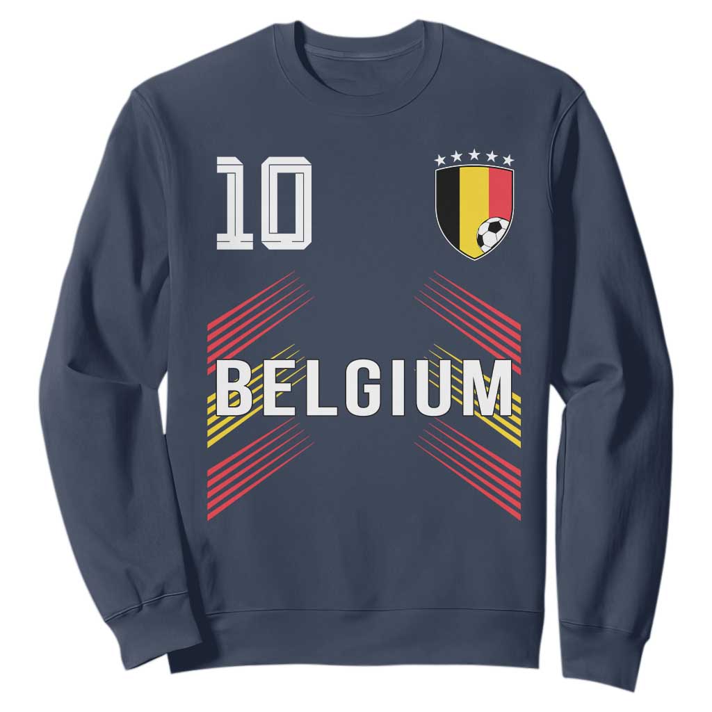Belgium Soccer Sports Graphic Number 10 Jersey Style Sweatshirt Proud Belgian Football Fans Game Day Pride TS02 Navy Print Your Wear