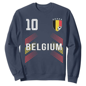 Belgium Soccer Sports Graphic Number 10 Jersey Style Sweatshirt Proud Belgian Football Fans Game Day Pride TS02 Navy Print Your Wear