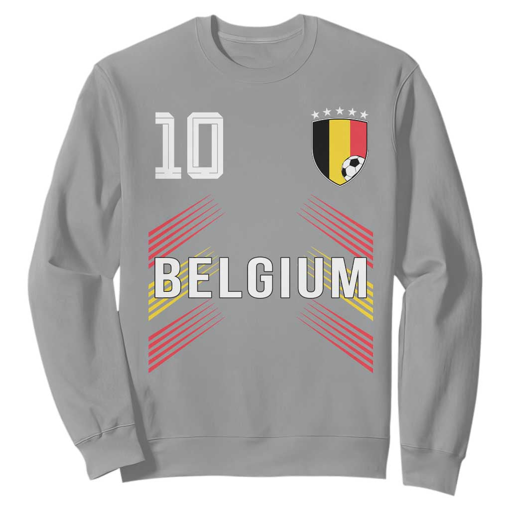 Belgium Soccer Sports Graphic Number 10 Jersey Style Sweatshirt Proud Belgian Football Fans Game Day Pride TS02 Sport Gray Print Your Wear