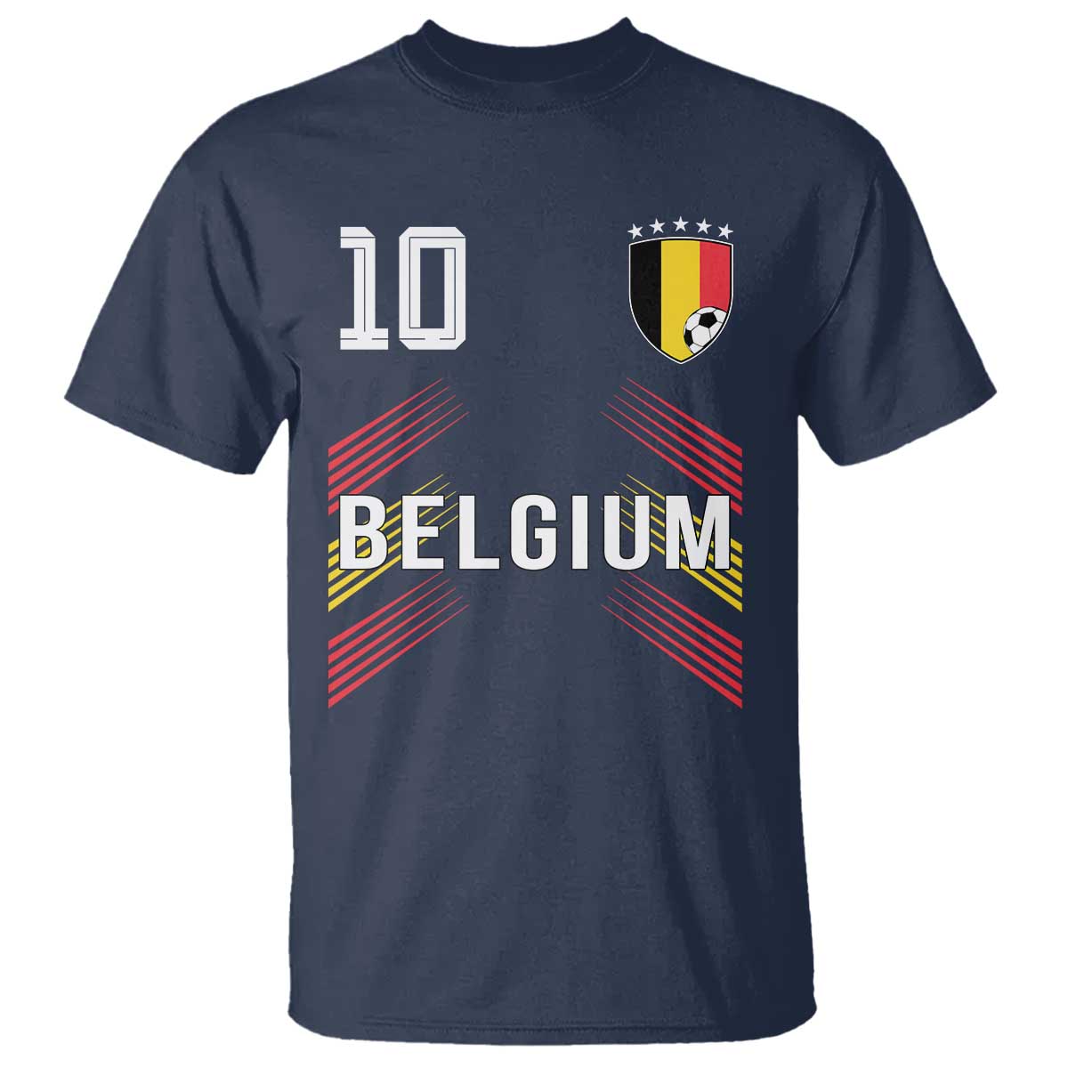 Belgium Soccer Sports Graphic Number 10 Jersey Style T Shirt Proud Belgian Football Fans Game Day Pride TS02 Navy Print Your Wear