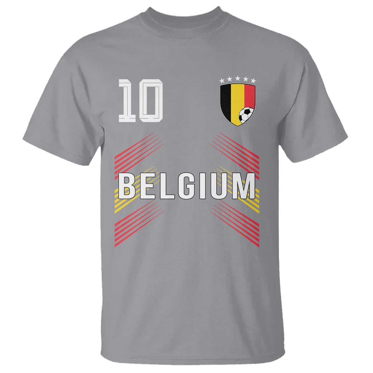 Belgium Soccer Sports Graphic Number 10 Jersey Style T Shirt Proud Belgian Football Fans Game Day Pride TS02 Sport Gray Print Your Wear