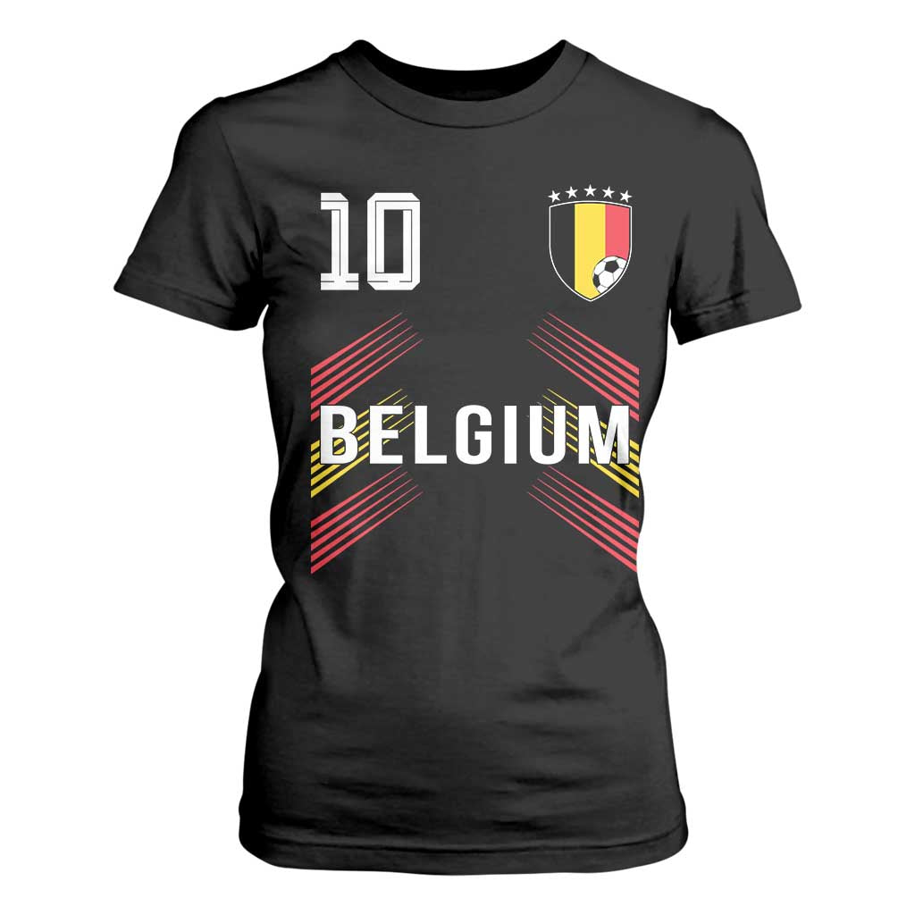 Belgium Soccer Sports Graphic Number 10 Jersey Style T Shirt For Women Proud Belgian Football Fans Game Day Pride TS02 Black Print Your Wear