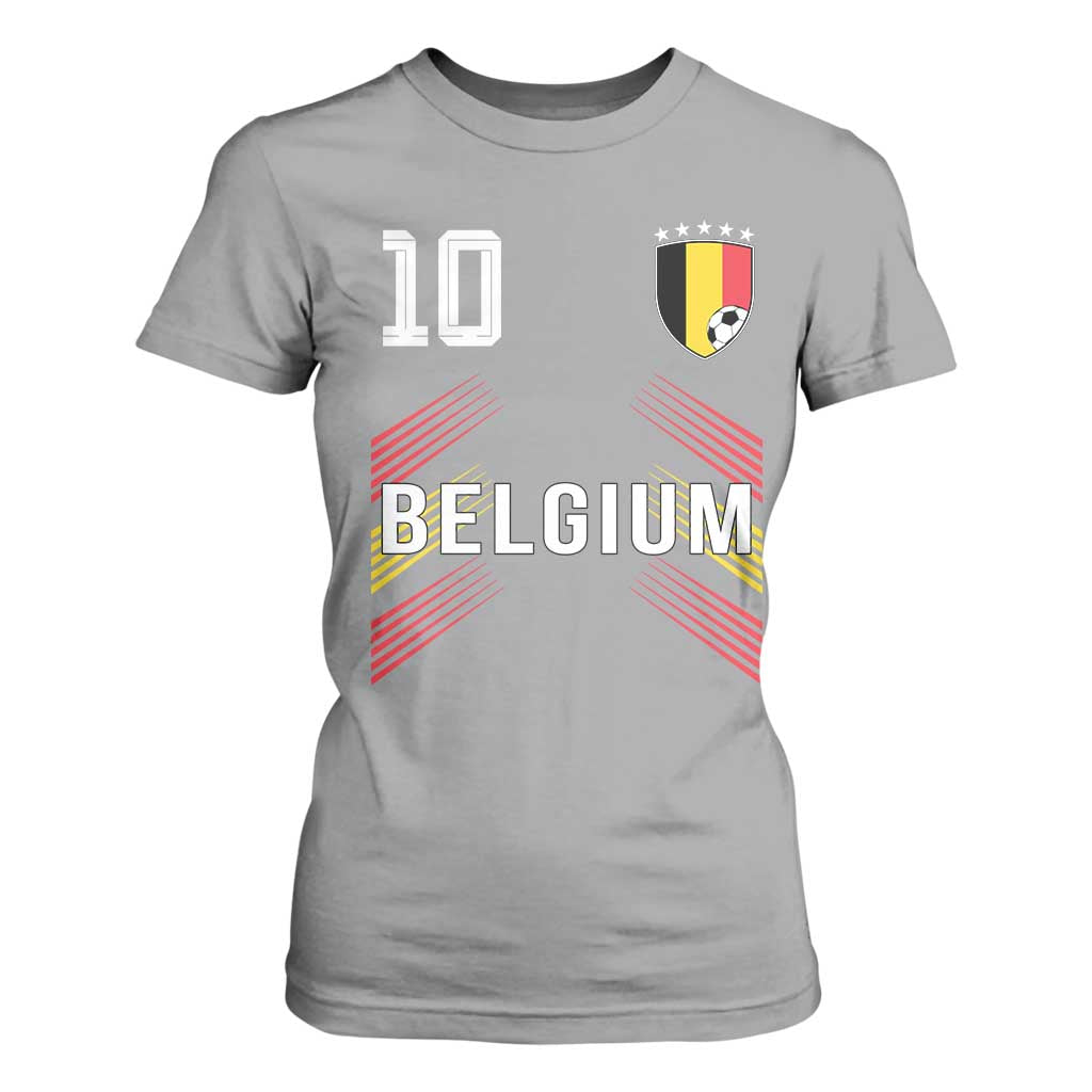 Belgium Soccer Sports Graphic Number 10 Jersey Style T Shirt For Women Proud Belgian Football Fans Game Day Pride TS02 Sport Gray Print Your Wear