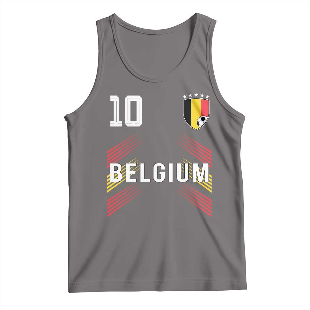 Belgium Soccer Sports Graphic Number 10 Jersey Style Tank Top Proud Belgian Football Fans Game Day Pride TS02 Deep Heather Print Your Wear