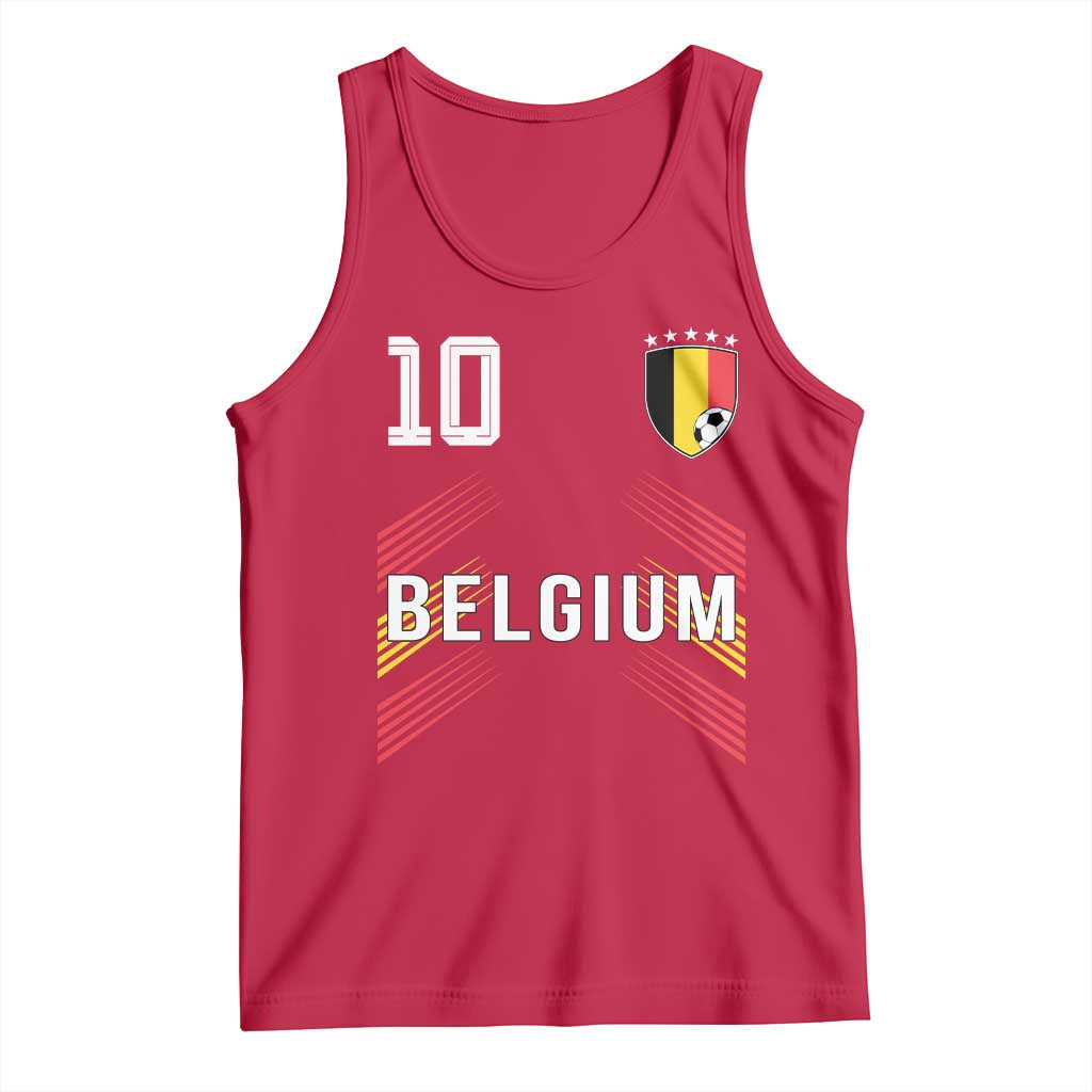 Belgium Soccer Sports Graphic Number 10 Jersey Style Tank Top Proud Belgian Football Fans Game Day Pride TS02 Red Print Your Wear