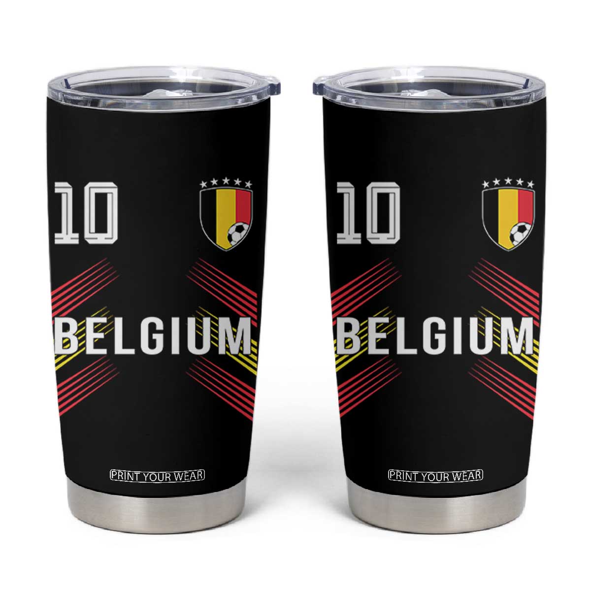 Belgium Soccer Sports Graphic Number 10 Jersey Style Tumbler Cup Proud Belgian Football Fans Game Day Pride TS02 Black Print Your Wear