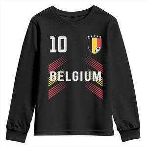 Belgium Soccer Sports Graphic Number 10 Jersey Style Youth Sweatshirt Proud Belgian Football Fans Game Day Pride TS02 Black Print Your Wear