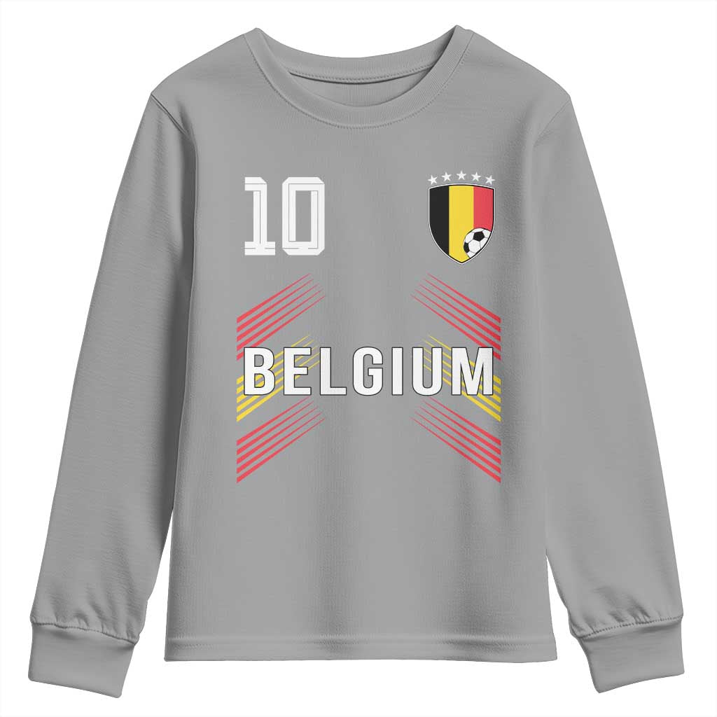 Belgium Soccer Sports Graphic Number 10 Jersey Style Youth Sweatshirt Proud Belgian Football Fans Game Day Pride TS02 Sport Gray Print Your Wear