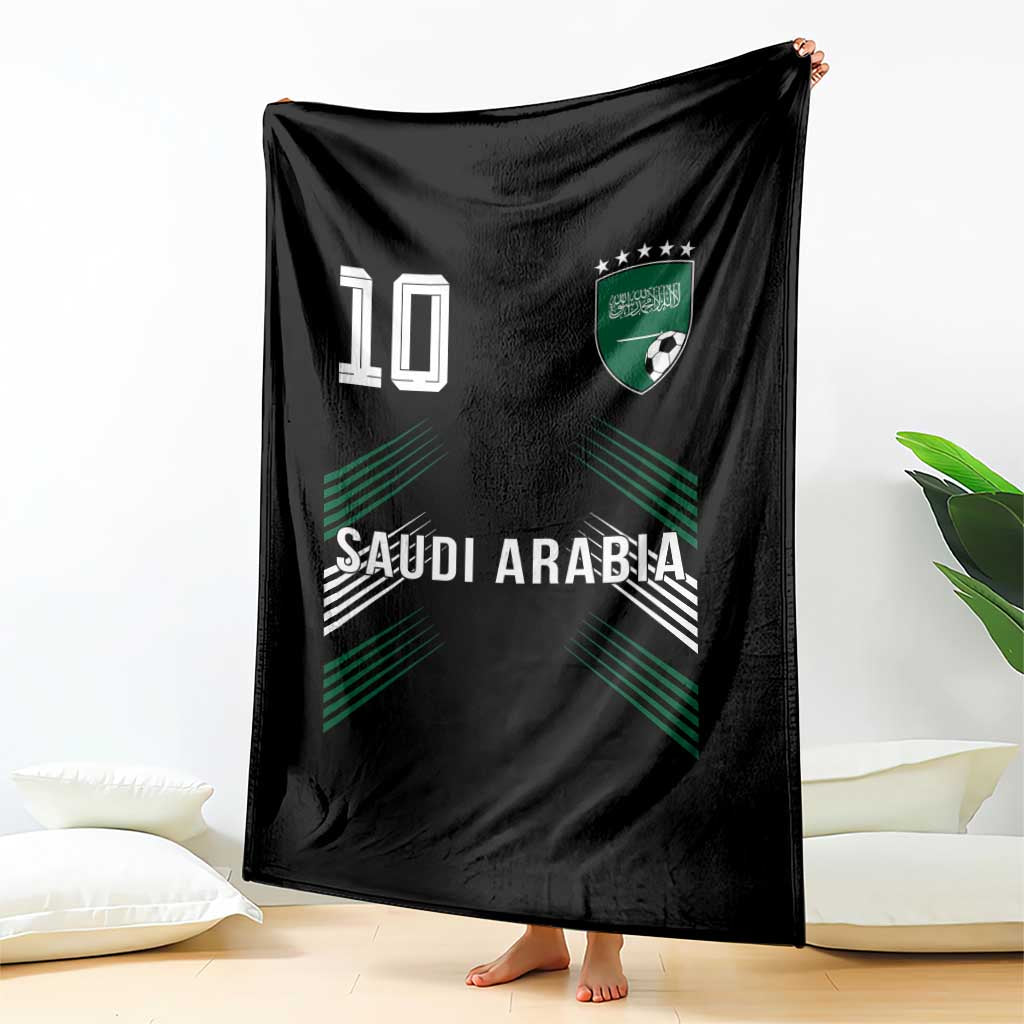 Saudi Arabia Soccer Sports Graphic Number 10 Jersey Style Throw Blanket Proud Saudi Football Fans Game Day Pride TS02 Print Your Wear