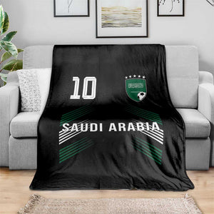 Saudi Arabia Soccer Sports Graphic Number 10 Jersey Style Throw Blanket Proud Saudi Football Fans Game Day Pride TS02 Print Your Wear