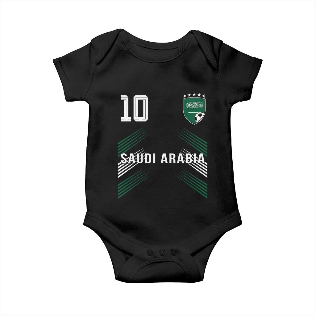 Saudi Arabia Soccer Sports Graphic Number 10 Jersey Style Baby Onesie Proud Saudi Football Fans Game Day Pride TS02 Black Print Your Wear