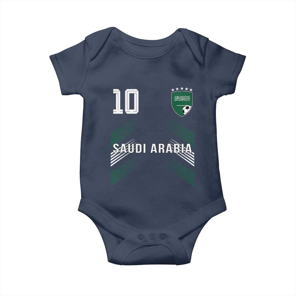 Saudi Arabia Soccer Sports Graphic Number 10 Jersey Style Baby Onesie Proud Saudi Football Fans Game Day Pride TS02 Navy Print Your Wear
