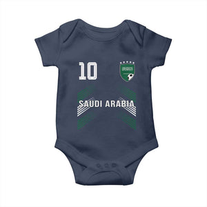 Saudi Arabia Soccer Sports Graphic Number 10 Jersey Style Baby Onesie Proud Saudi Football Fans Game Day Pride TS02 Navy Print Your Wear
