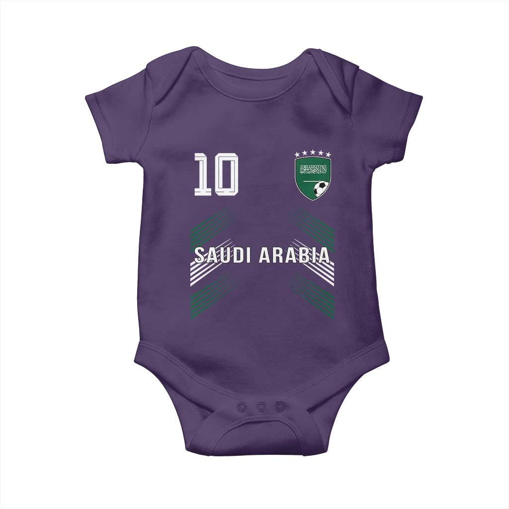 Saudi Arabia Soccer Sports Graphic Number 10 Jersey Style Baby Onesie Proud Saudi Football Fans Game Day Pride TS02 Purple Print Your Wear