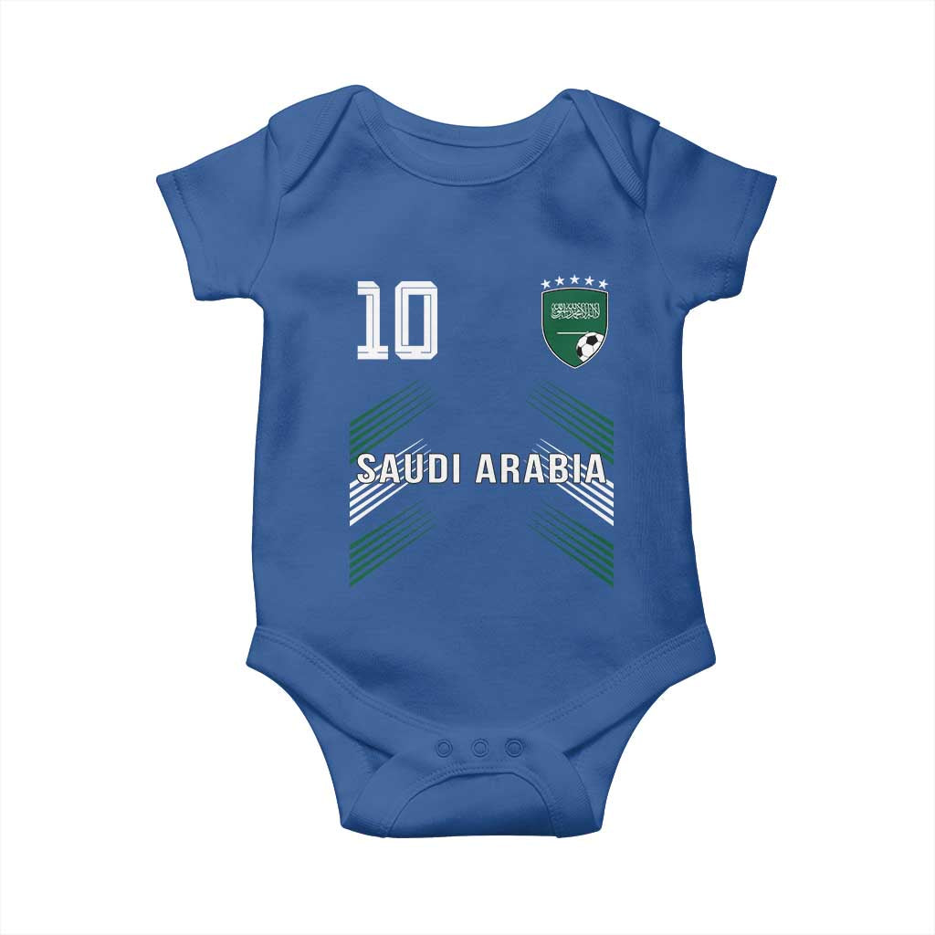 Saudi Arabia Soccer Sports Graphic Number 10 Jersey Style Baby Onesie Proud Saudi Football Fans Game Day Pride TS02 Royal Blue Print Your Wear
