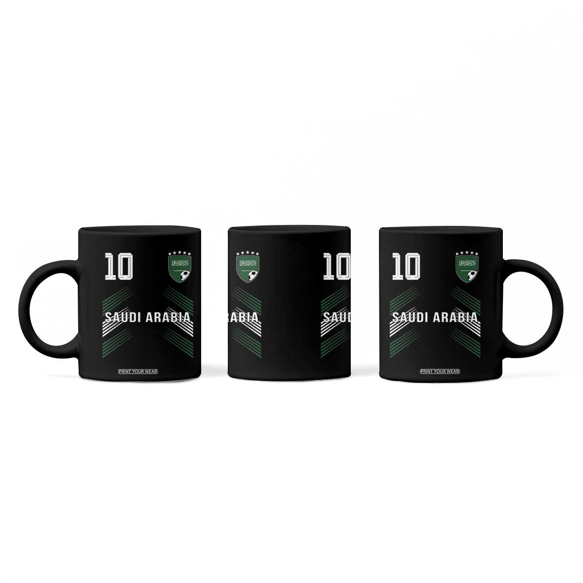 Saudi Arabia Soccer Sports Graphic Number 10 Jersey Style Coffee Mug Proud Saudi Football Fans Game Day Pride TS02 Print Your Wear