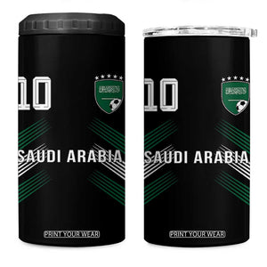 Saudi Arabia Soccer Sports Graphic Number 10 Jersey Style 4 in 1 Can Cooler Tumbler Proud Saudi Football Fans Game Day Pride TS02 One Size: 16 oz Black Print Your Wear