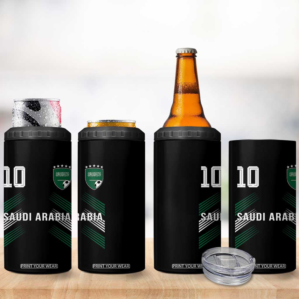 Saudi Arabia Soccer Sports Graphic Number 10 Jersey Style 4 in 1 Can Cooler Tumbler Proud Saudi Football Fans Game Day Pride TS02 Print Your Wear