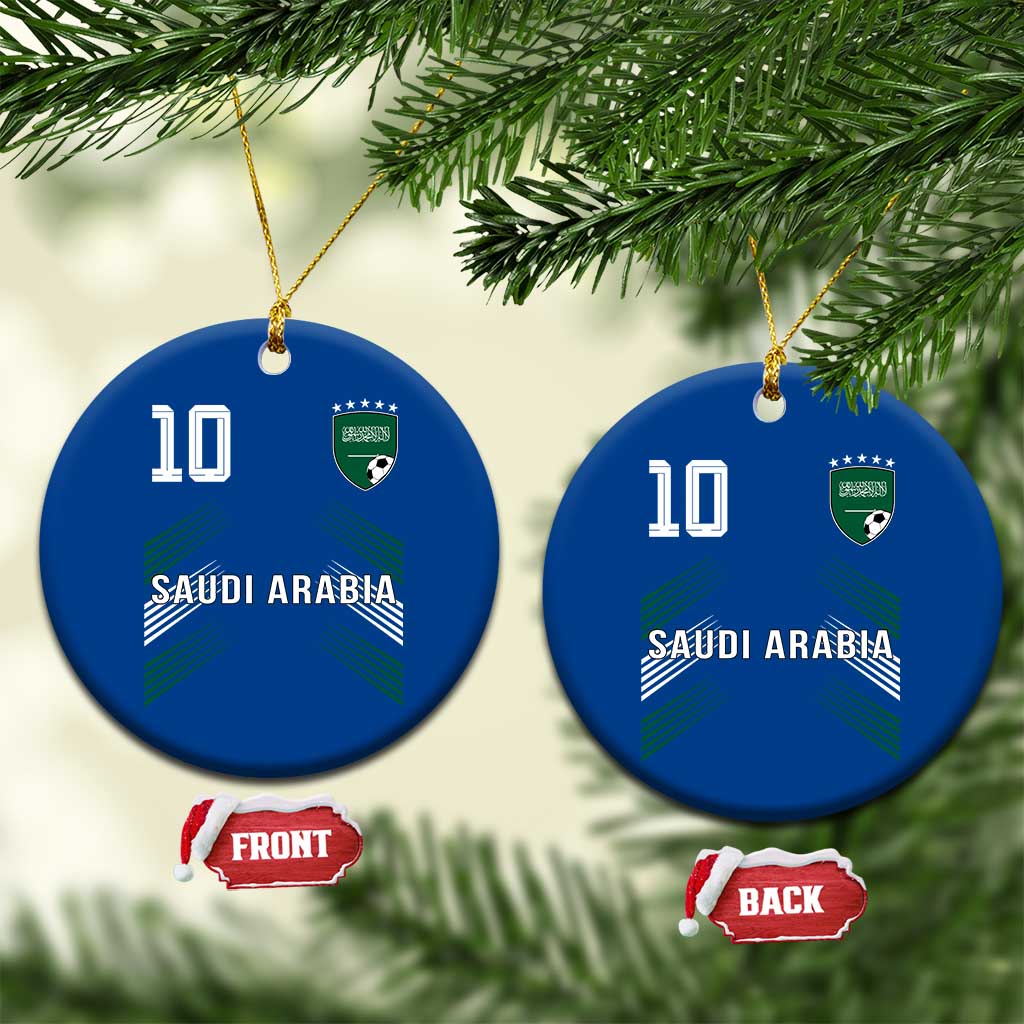 Saudi Arabia Soccer Sports Graphic Number 10 Jersey Style Ceramic Ornament Proud Saudi Football Fans Game Day Pride TS02 1pc Blue Print Your Wear