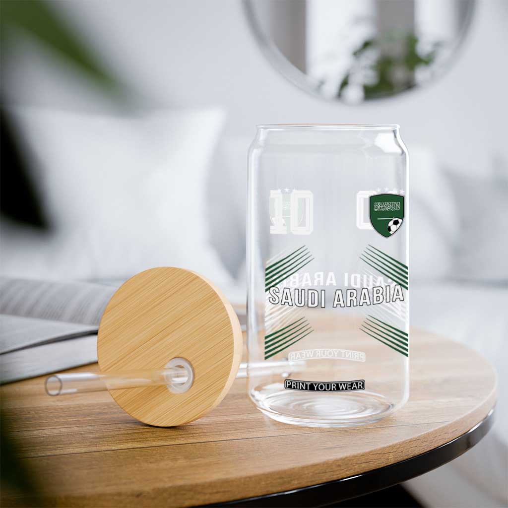 Saudi Arabia Soccer Sports Graphic Number 10 Jersey Style Glass Can Proud Saudi Football Fans Game Day Pride TS02 Print Your Wear