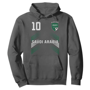 Saudi Arabia Soccer Sports Graphic Number 10 Jersey Style Hoodie Proud Saudi Football Fans Game Day Pride TS02 Dark Heather Print Your Wear