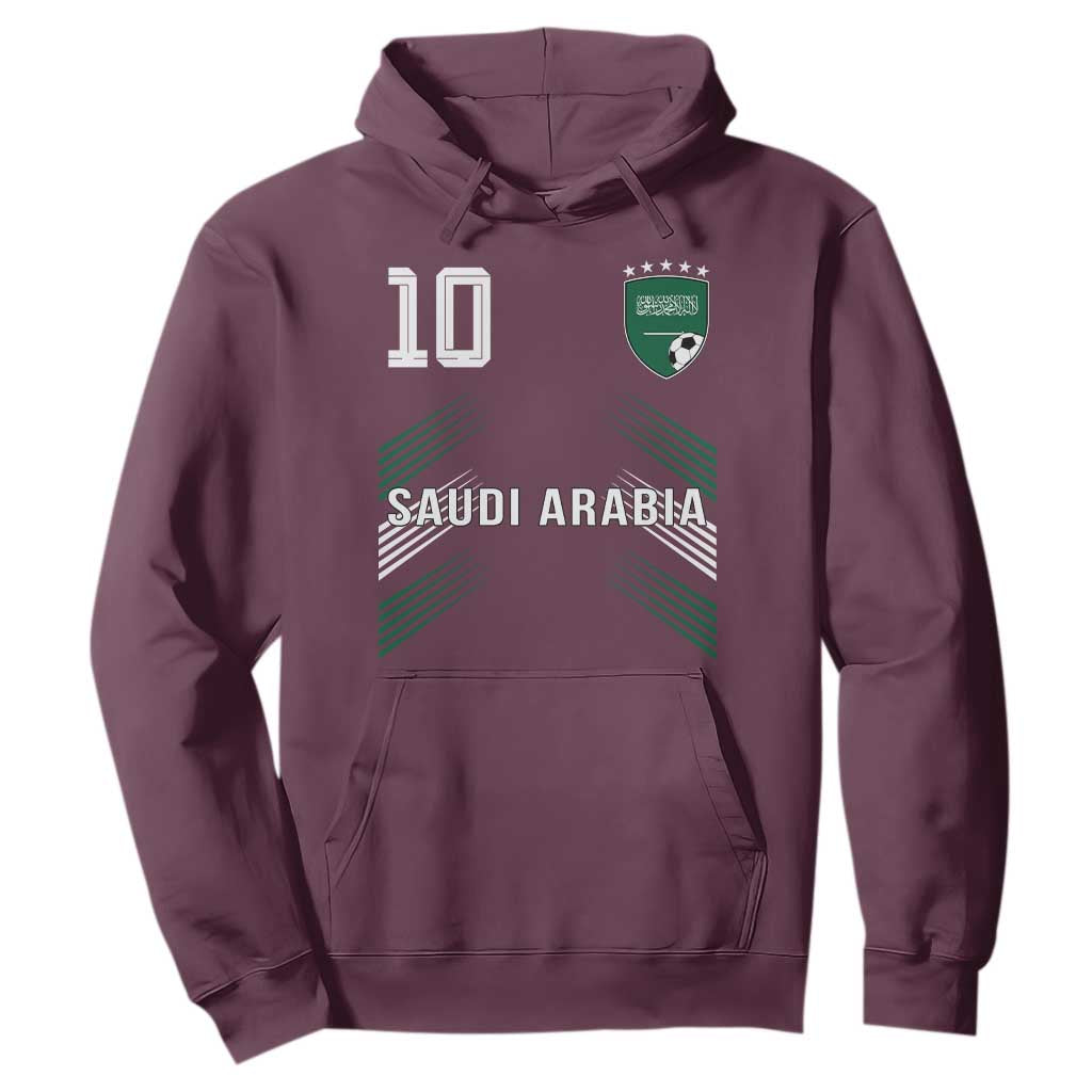Saudi Arabia Soccer Sports Graphic Number 10 Jersey Style Hoodie Proud Saudi Football Fans Game Day Pride TS02 Maroon Print Your Wear