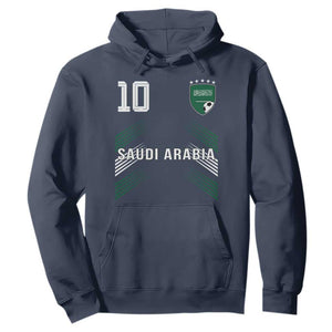 Saudi Arabia Soccer Sports Graphic Number 10 Jersey Style Hoodie Proud Saudi Football Fans Game Day Pride TS02 Navy Print Your Wear