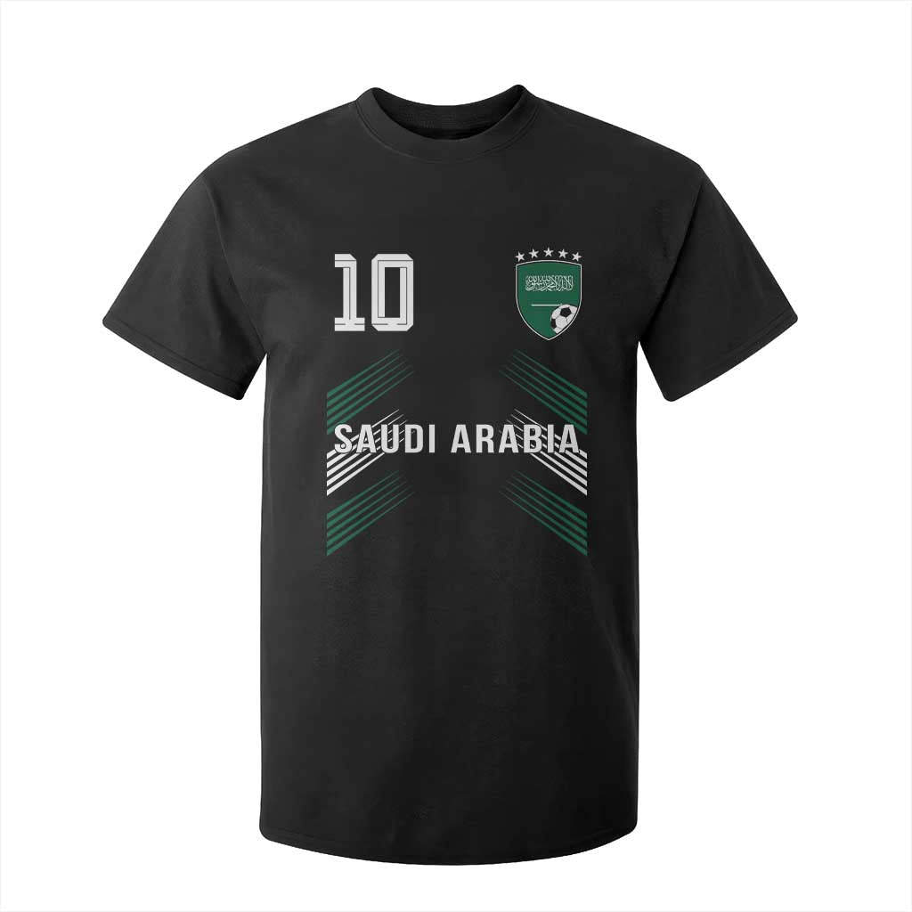 Saudi Arabia Soccer Sports Graphic Number 10 Jersey Style T Shirt For Kid Proud Saudi Football Fans Game Day Pride TS02 Black Print Your Wear