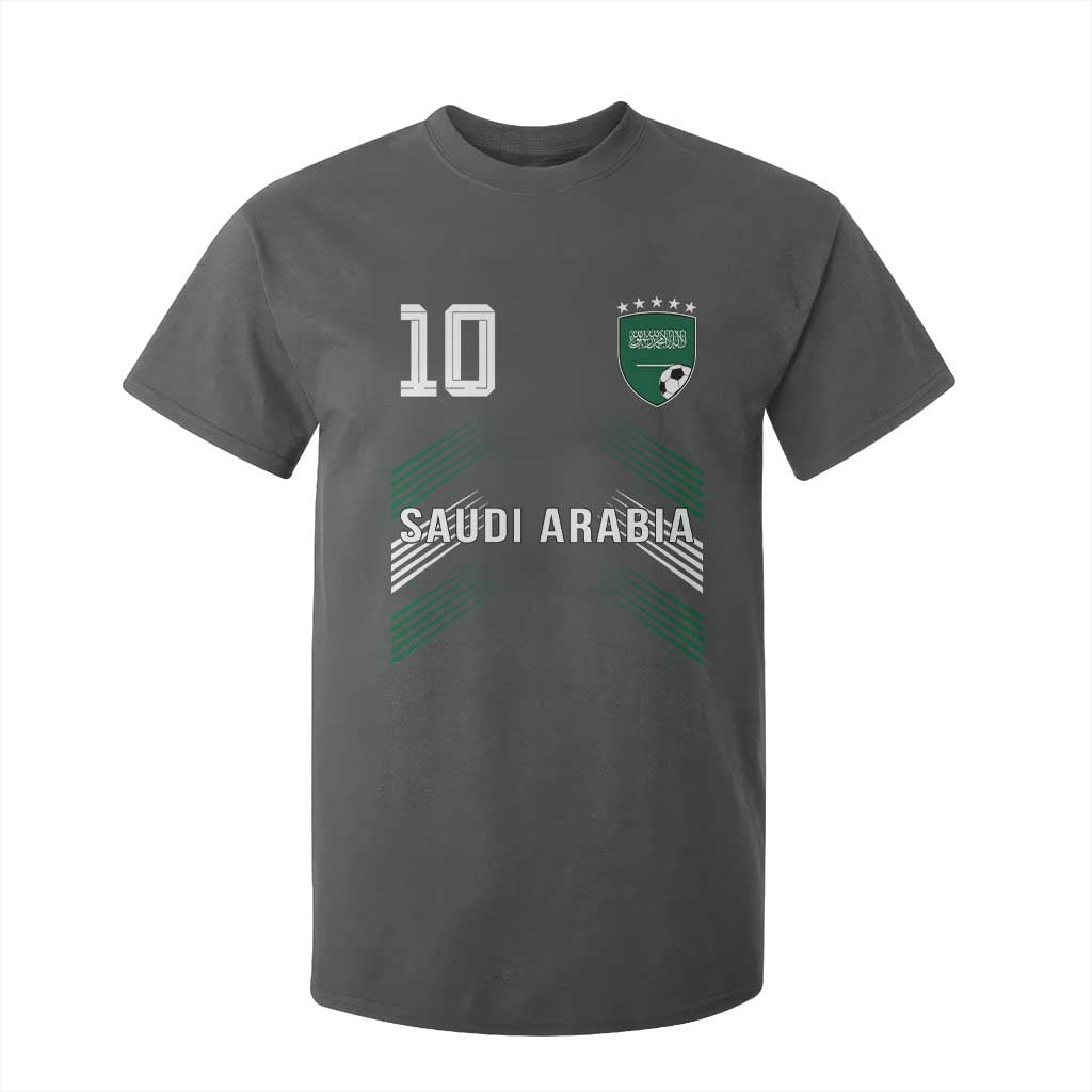 Saudi Arabia Soccer Sports Graphic Number 10 Jersey Style T Shirt For Kid Proud Saudi Football Fans Game Day Pride TS02 Dark Heather Print Your Wear