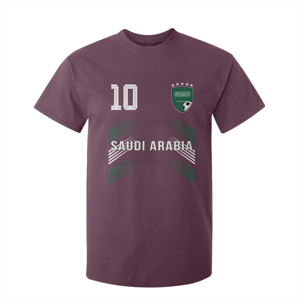 Saudi Arabia Soccer Sports Graphic Number 10 Jersey Style T Shirt For Kid Proud Saudi Football Fans Game Day Pride TS02 Maroon Print Your Wear